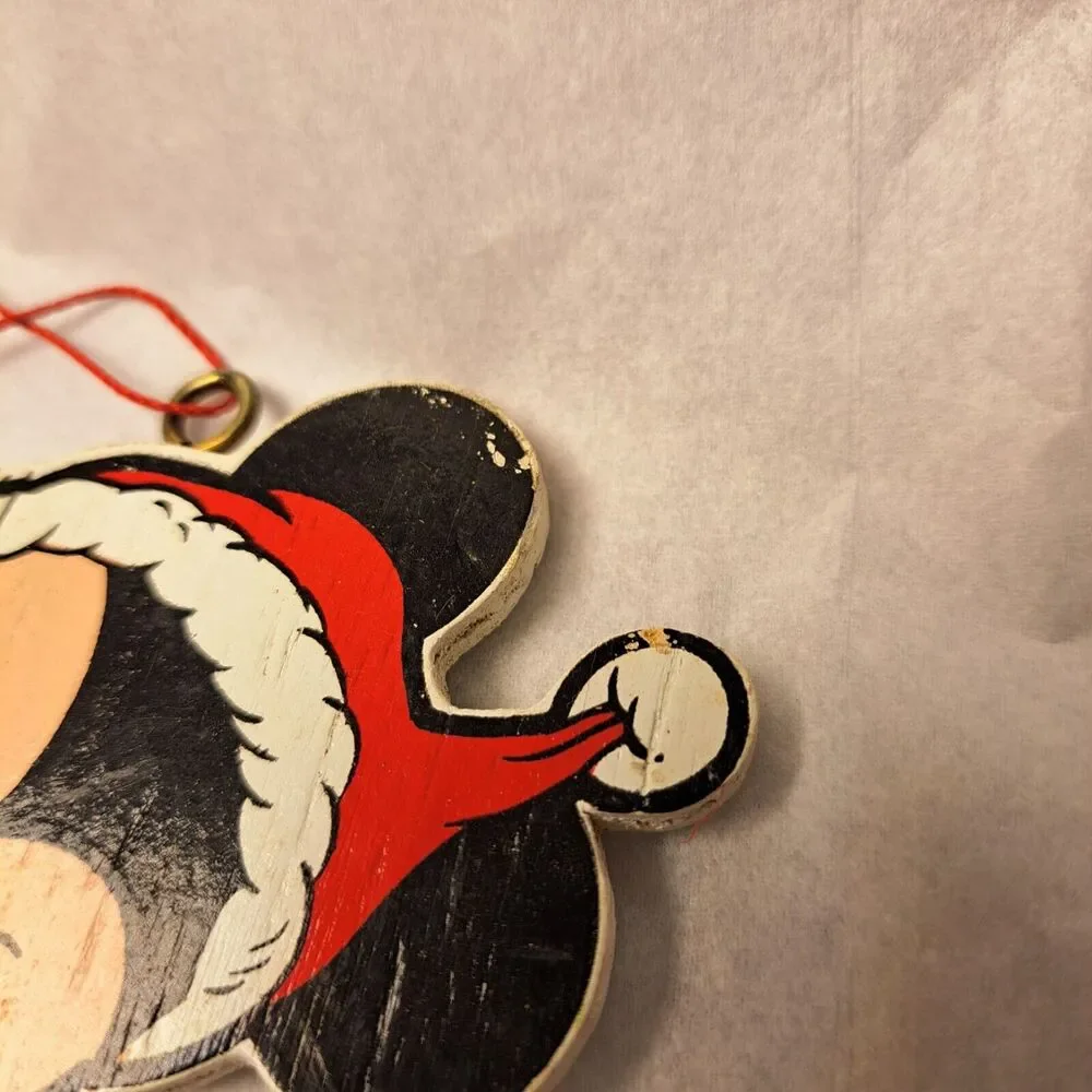 Kurt Adler Disney Minnie Mouse Wooden Christmas Pull Puppet Toy Ornament VINTAGE